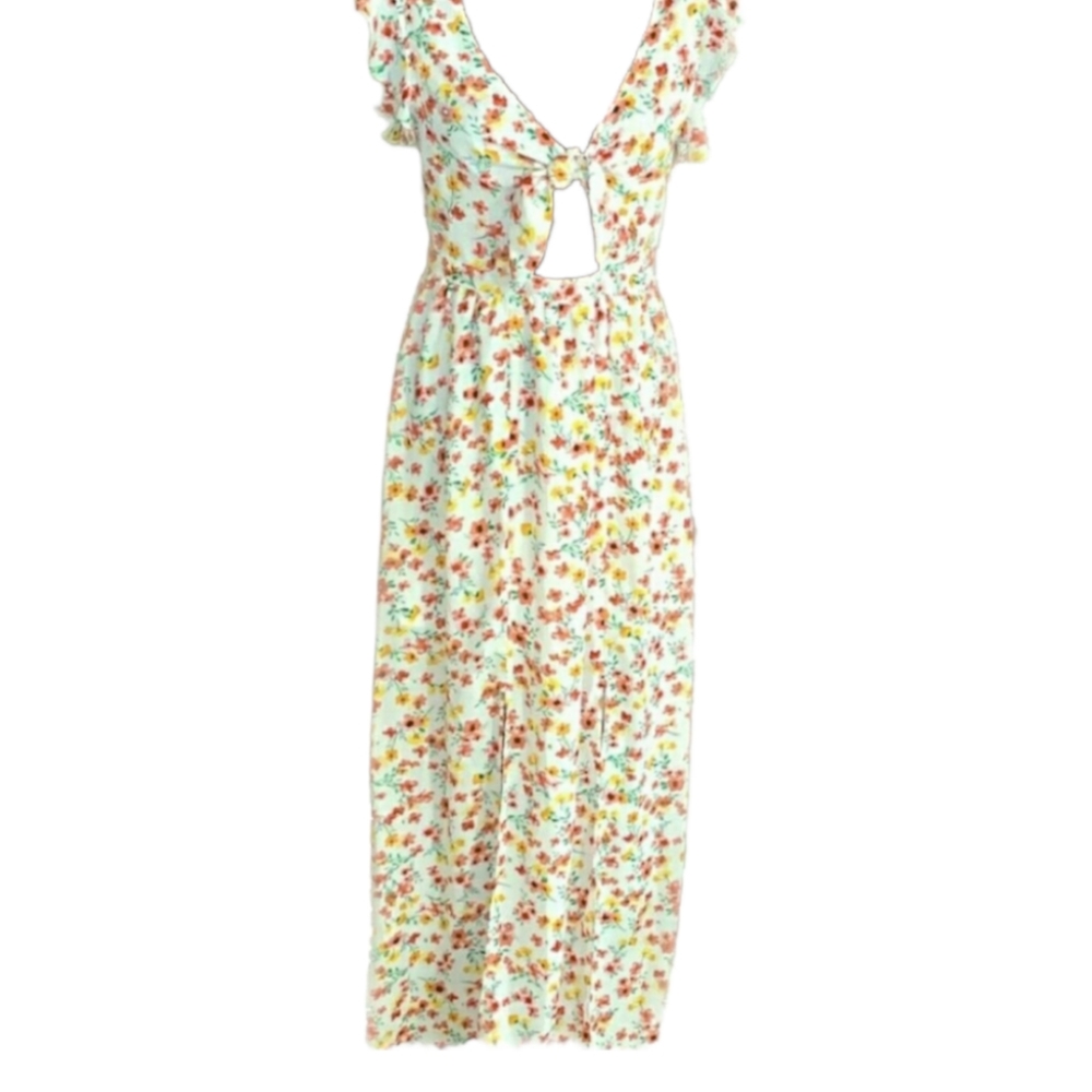 Betsey Johnson front tie floral maxi dress size 6